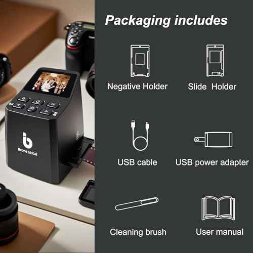 BEONEGLOBAL ClearScan MINI Film Scanner 16MP Slide & Film Scanner, Converts 35mm/135/126 Film & Slides to Digital Photos, Easy-to-Use Film Digitizer£¬2.31" LCD Screen