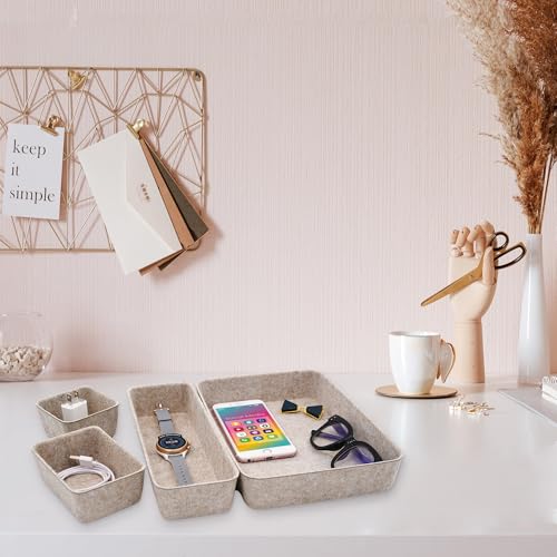 Welaxy 8-Piece Nordic Felt Desk Drawer Organizer Set Oatmeal - Home Office Storage