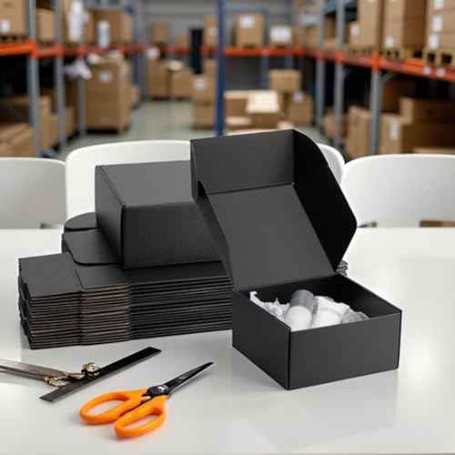 8x8x4 Black Shipping Boxes Small - 25 Pack Corrugated Cardboard Mailer Boxes for Packaging, Mailing, Gift Giving | Sturdy, Recyclable, Perfect for Small Business Supplies, Ecommerce