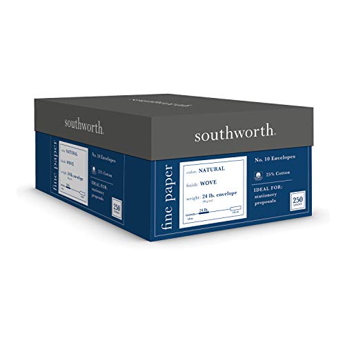 Southworth J404N10 25% Cotton #10 Business Envelope Natural 24 lbs. Wove 250/Box FSC