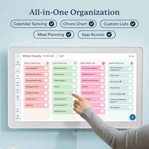 Skylight Calendar Max: 27-Inch Smart Digital Calendar & Chore Chart, Family Organizer with Interactive Touchscreen Display ? Wall Mountable in Portrait or Landscape, Classic White Frame