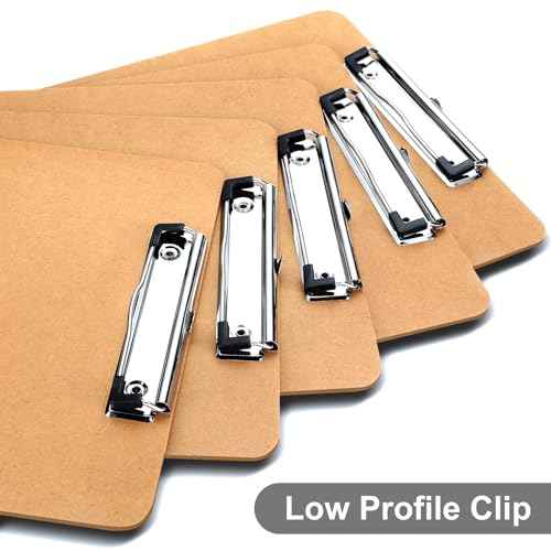 Wood Clipboards Set of 2, Letter Size Hardboard Clip Board 8.5x11 for Classroom, Students, Kid, A4 Standard Size 9" x 12.5" with Low Profile Clip, Office & School Supply