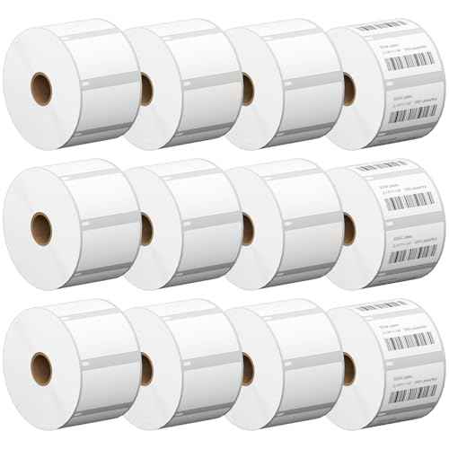Address & Barcode Label for DYMO 30334 (2-1/4" x 1-1/4"), Compatible with DYMO LabelWriter 4XL, 450, 450 Duo, 450 Turbo, and 450 Twin Turbo (12 Rolls/12000 Labels), Not Fit 5XL & 550, BIAlabel