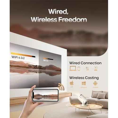 HY300PRO Mini Projector with Wifi and Bluetooth, 4K Support 200ANSI Smart Portable Projector, Auto Keystone, 180 Degree Rotation, Android 11 for Outdoor, Bedroom, Movie, game & business