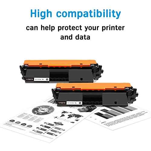 Wiseta 17A Black Toner Cartridge | Compatible Toner Cartridge Replacement for 17A Toner Works with Pro M102w M130fw M130fn M130nw M102a M130a Pro MFP M130 M102 Toner Printer (2 Black)