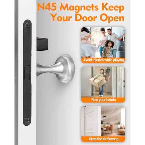 Door Stoppers Magnetic Door Catch, Stainless Steel Magnetic Door Stop 2 Pack, Double-Sided Adhesive Tape, No Drilling, Screws for Stronger Mount, Holder Your Door Open for Wide Doors