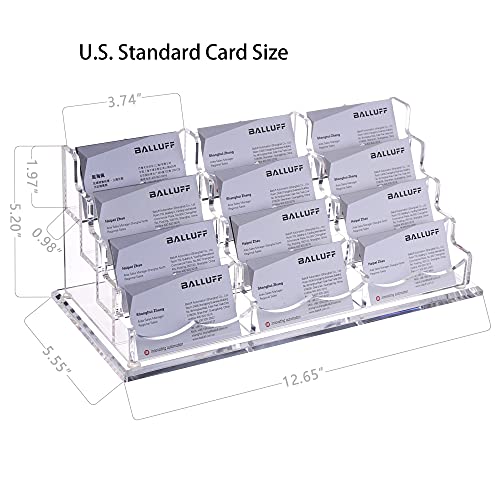 Business Card Holder Display for Desk, 12 Slot 4 Tier Multiple-Clear Acrylic Business Card Stand Set, Holds Approximately 600 Cards(12 Cell H)