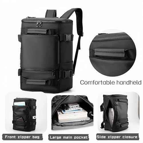 Carry On Backpack Travel Backpack for Men & Women, Durable Convertible Duffle Bag Fit for 16 Inch Laptop for Fitness, Travel (Black)