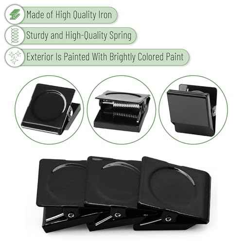 Mr. Pen- Magnetic Clips, 6 Pack, 1.2", Black Magnetic Metal Clips