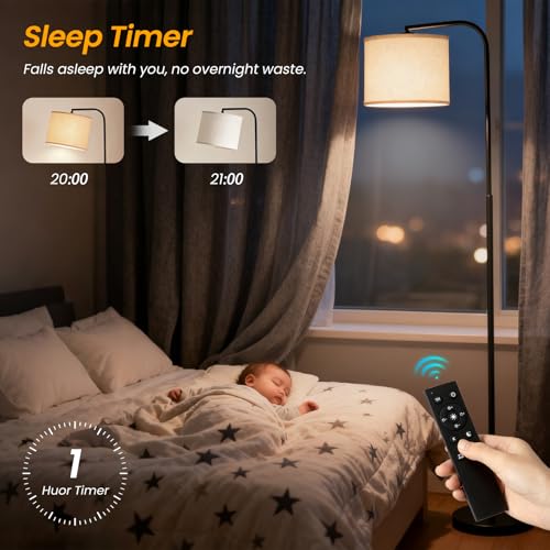Beanliss Black Arc Floor Lamp with Remote, Dimmable & 3 Color Temperatures