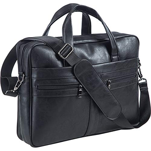 seyfocnia Men's Leather Messenger Bag, Laptop Briefcase Business
