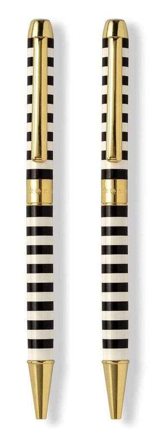 Kate Spade New York Black Ink Ballpoint Pen and 0.9mm Mechanical Pencil Set, Black Stripe