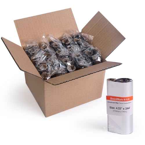 10 Rolls 4.33" x 244' (110mm x 74m) Resin Enhanced Wax Thermal Transfer Ribbon, 1/2'' Core for Zebra GC420t GK420t GX420t TLP2442 TLP2844,etc