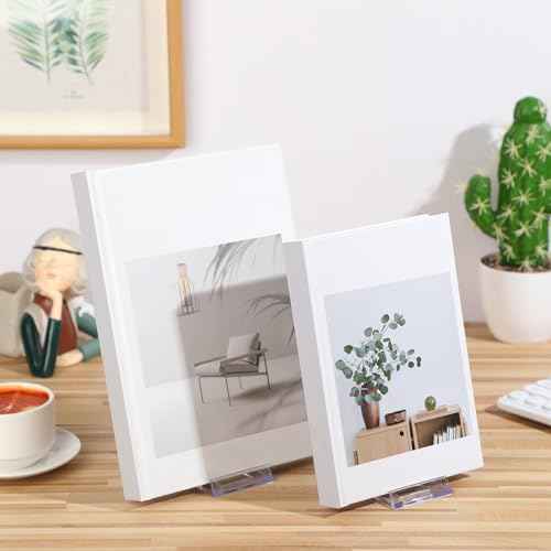 6 Pack Acrylic Book Stand for Display Adjustable Clear Display Holder Easel Collector Stand for Home Office Back to School Comic Album CD Magazine Postcard Artworks (4.2 x 4.3 x 2.35 Inch)