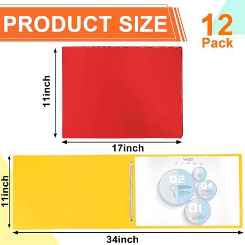 gisgfim 12 Pcs 11'' x 17'' Pressboard Report Cover 3" Capacity Metal Prong Paper Fastener with Compressor Presentation Binder Folder to Neatly Bind Reports Proposals Transcripts Document