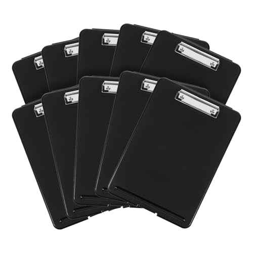 10 Pcs Storage Clipboard Nursing Clipboard with Storage and Low Profile Clip PP Plastic Foldable Clipboards Storages for Home Office School, (9.5 x 13.5 Inch, Black)