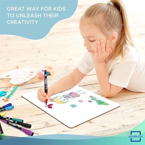 Scribbledo 24 Small White Board Dry Erase Boards Classroom Pack Mini White Boards 9" x12¡± Double Sided Personal Whiteboards for Students Teachers School Supplies Lapboards 24 Mini Erasers Incl