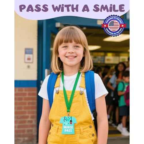 12Pcs Cute Acrylic Hall Passes for Classrooms with Lanyards, Durable Bathroom Passes for Classrooms, Nurse, Office, Library Passes, Teacher Essentials for Classroom Organization