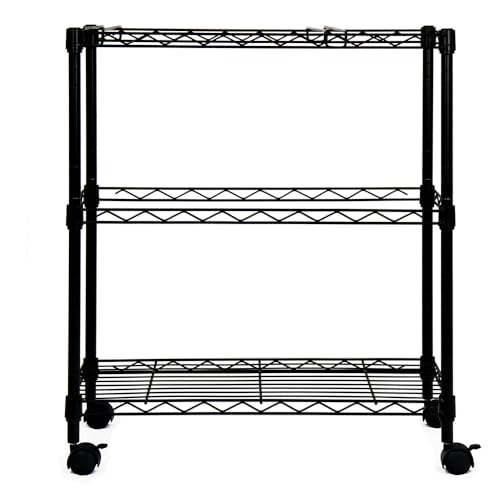 Oceanstar Portable 2-Tier Metal Rolling File Cart, Black