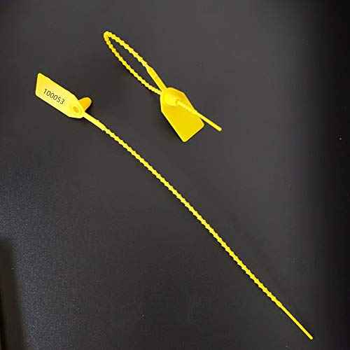Plastic Security Tags Numbered Tamper Proof Seals Self Locking Zip Ties 9.84" Length Yellow (Pack of 500)