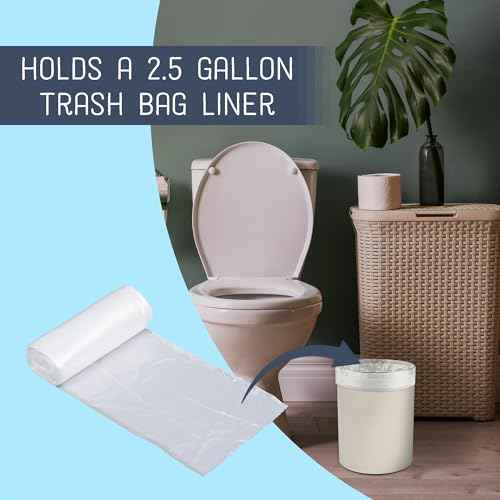 Round Bathroom Trash Can Wastebasket and Cube Tissue Box Holder Organizer Matching Accessory Set of 2, White