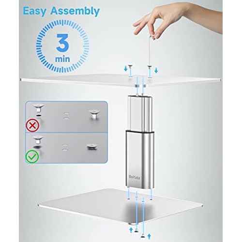 BoYata Monitor Riser Stand, Adjustable Height Metal Desktop Stand Storage Organizer Compatible with TV, PC, Laptop, Computer, iMac, and All Screen Display-Silver