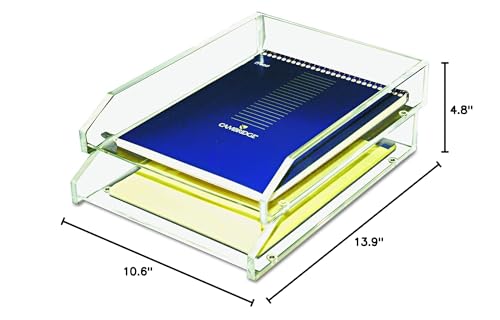 Kantek Acrylic Double Large Letter Tray, 10.6-Inch Wide x 13.9-Inch Deep x 4.8-Inch High, Clear (AD15)