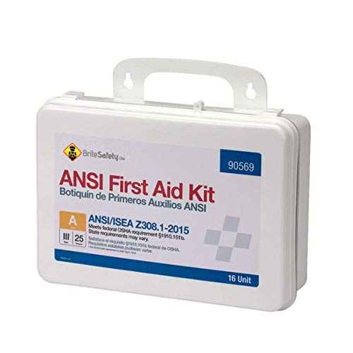 25 Person 16 Unit First Aid Kit ANSI A Compliant, Weatherproof Plastic Case Type III - OSHA Compliant First Aid for Businesses Emergency Kit Trauma Kit