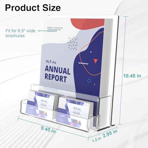 Brochure Holder 8.5x11 Inch Acrylic Literature Holders Clear Flyer Display Stand with Business Card Slot Pamphlet Holder Multi Purpose Organizer for Office, Lobby, Hotels, Trade Shows, 4 Pack