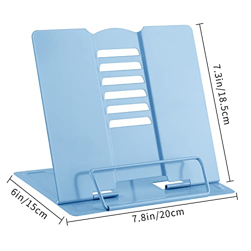 MSDADA Light Blue Adjustable Metal Desk Book Stand for Reading & Study