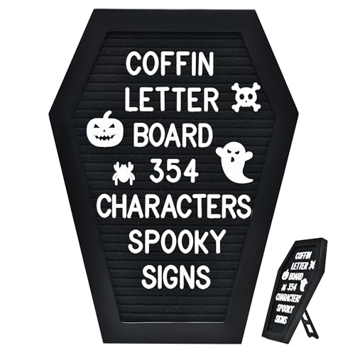 GAJIGAJI Black Coffin Letter Board Halloween Decor 10x7 Inch