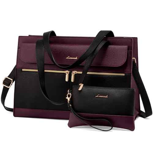 LOVEVOOK Laptop Bag for Women 15.6 Inch Tote Work Professional Leather Computer Briefcase Waterproof Handbag Shoulder Large Capacity Business Teacher Office Crossbody Purse