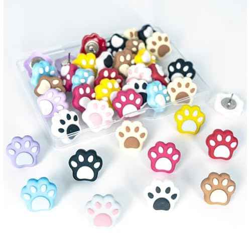 30Pcs Push Pins for Bulletin Board, Cute Push pins,Decorative Thumb Tacks, Cork Boards for Walls, for Women Office Decor,Classroom Decor,Cubical Decor,Home Decor (30-Cat Paw)