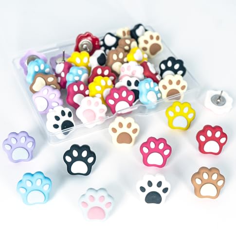Tandarui 30-cat Paw Push Pins for Bulletin Board - Cute Cat Thumb Tacks