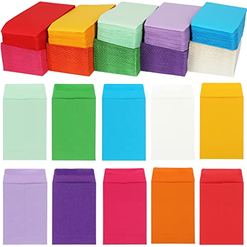 Geyee 500 Pcs Colorful Self-Adhesive Coin Envelopes 2.25 x 3.5 Inches - Small Money Wallets