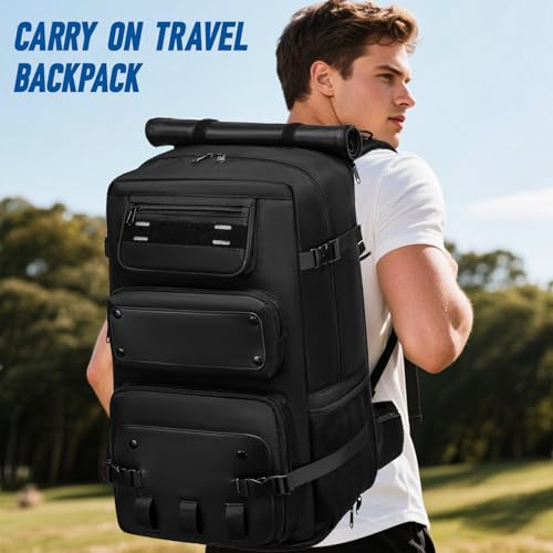 Large Carry on Travel Backpack, 50L Travel Backpack for Men Women Carry On Bags for Airplane fit 17 Inch Laptop, Nylon Duffle Luggage Bag