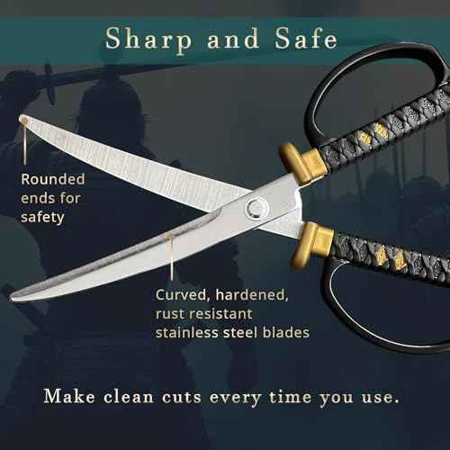 Japanese Samurai Katana Sword Shape Scissors 7.3 inch Made in JAPAN (Golden Dragon)