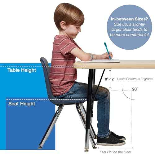 FDP 18" School Stack Chair, Stacking Student Seat with Chromed Steel Legs and Nylon Swivel Glides; For In-Home Learning, Classroom or Office - Black (4-Pack), 10384-BK