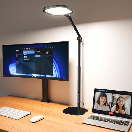 LitONES Tall LED Desk Lamp Black, Eye-Care, 50 Light Modes for Home Office
