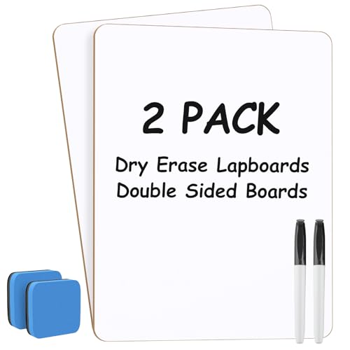 MaxGear Double Sided Dry Erase Boards 9x12 Inch, 2 Pack - Small White Lapboards for Office & School, Portable & Reusable