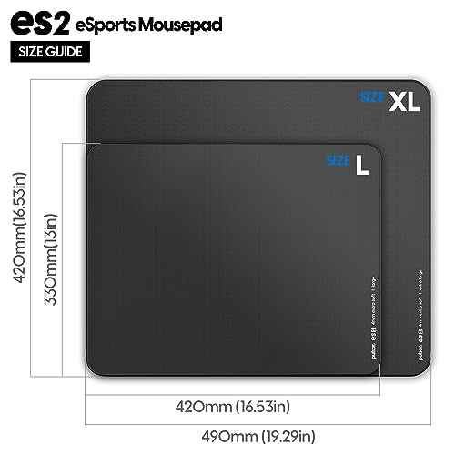 PulsarGamingGears - eS2 Esports Professional Level Gaming Mouse Pad/Mat 4mm Thickness Anti-Slip Base Anti-Fray Precision Stitching 19.3in x 16.5in (XL, Black)