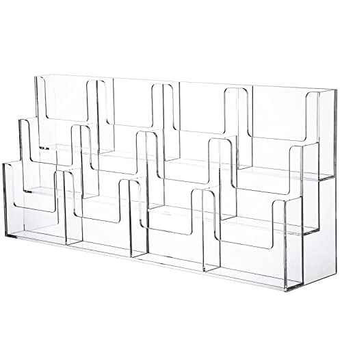 Kigley Acrylic Brochure Holder Pamphlet Brochure Display Stand, 3 Tier 12 Pockets Tabletop Greeting Card Display Clear Flyer Holder for Pamphlet, Document, Sign, Folders