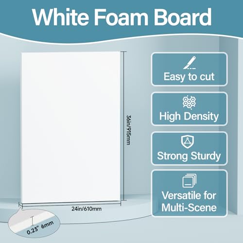 White Foam Board 24x36 Inches - 4 Pack, 0.23 Inch Thick Poster Boards with Corner Protectors