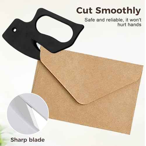 5PC Letter Opener Envelope Slitter, 2026 New Letter Openers Plastic with Blade Envelope Opener Mail Opener for Envelope,Package,Paper Cut,Safe Letter Opener (Black)