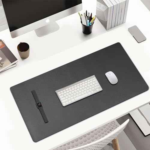 KINGFOM Desk Pad Office Desktop Protecter, PU Leather Desk Mat Blotters Organizer with Comfortable Writing Surface (47.2" x 23.6", Black)