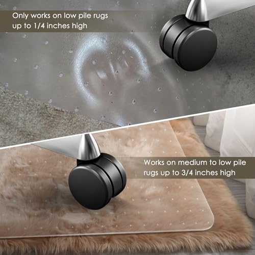 Azadx Heavy Duty Office Chair Mat for Carpet - 32" x 55" Hard Material Slip Resistant Floor Mat for Home Office Easy Glide