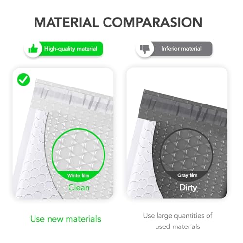 Fuxury White Bubble Mailers 10.5x16 Inch - Pack of 25 Self Seal Padded Envelopes