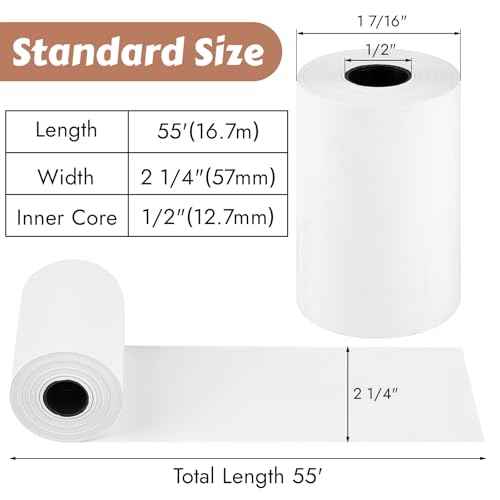 (8 Rolls) 2 1/4" x 55' Thermal Receipt Paper, Compatible with Most Credit Card Machine Handheld Terminal, and Mini POS Cash Register Printer
