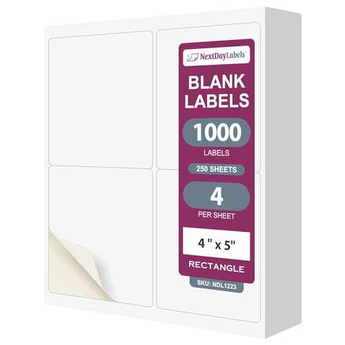 NextDayLabels ? 4¡± x 5¡± Rectangular Sticker Labels for Printer - White Laser/Inkjet Printer Labels Return Address Labels Shipping Label Stickers (250 Sheets, 4 Per Sheet, 1000 Labels)