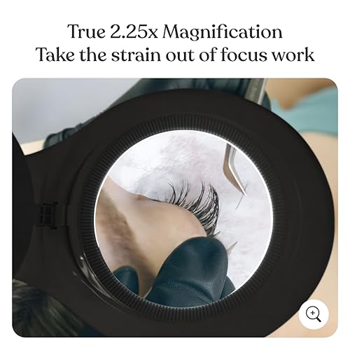 Brightech LightView PRO Magnifying Desk Lamp, 2.25x Light Magnifier, Adjustable Magnifying Glass with Light for Crafts, Reading, Close Work - Black